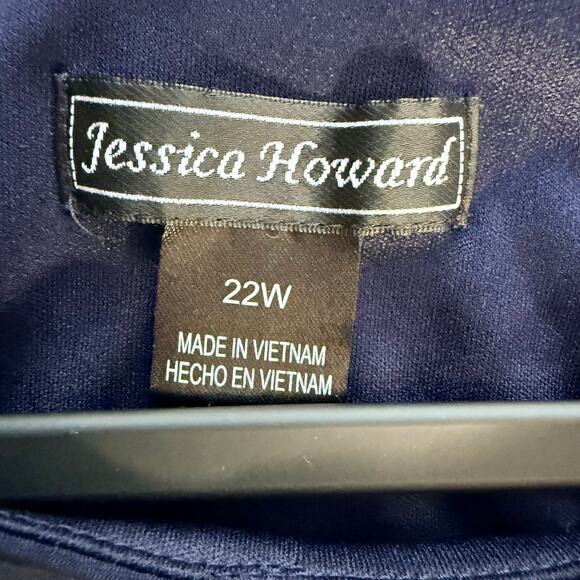 JESSICA HOWARD 22W Multi Color-Block Loose Fit Dress Flattering Feminine Navy - Picture 5 of 9